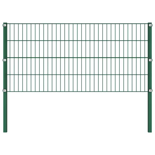  zöld vas kerítéspanel oszlopokkal 5,1 x 0,8 m