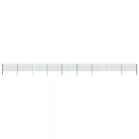  zöld vas kerítéspanel oszlopokkal 15,3 x 0,8 m