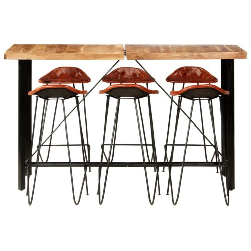  7 részes tömör fa és valódi bőr bárszett