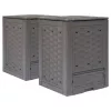  2 db barna műanyag rattan kerti komposztáló 60x60x83 cm 600 L