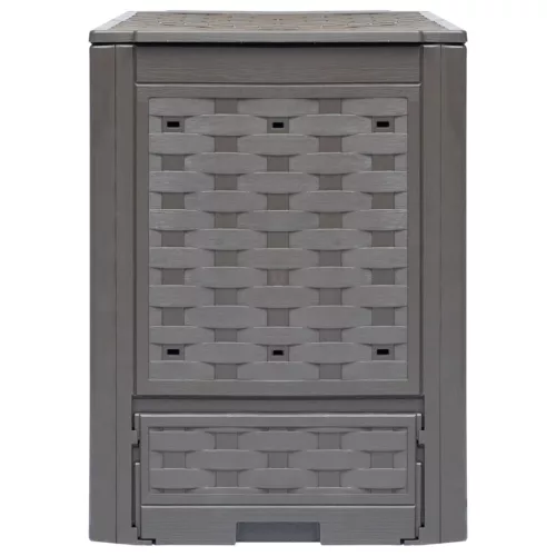  2 db barna műanyag rattan kerti komposztáló 60x60x83 cm 600 L