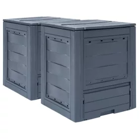  2 db szürke kerti komposztáló 60 x 60 x 73 cm 520 liter