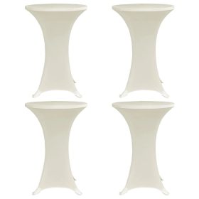    4 db krémszínű sztreccs asztalterítő bárasztalhoz Ø80 cm 