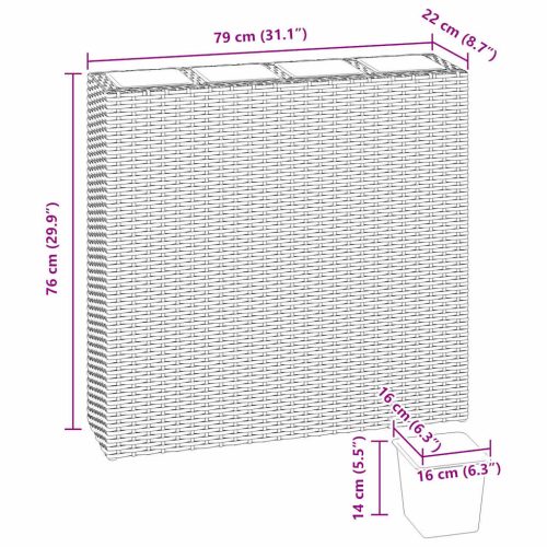  2 darab barna polyrattan kerti magaságyás 4 kaspóval