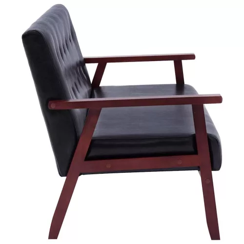  3 részes fekete műbőr ülőgarnitúra