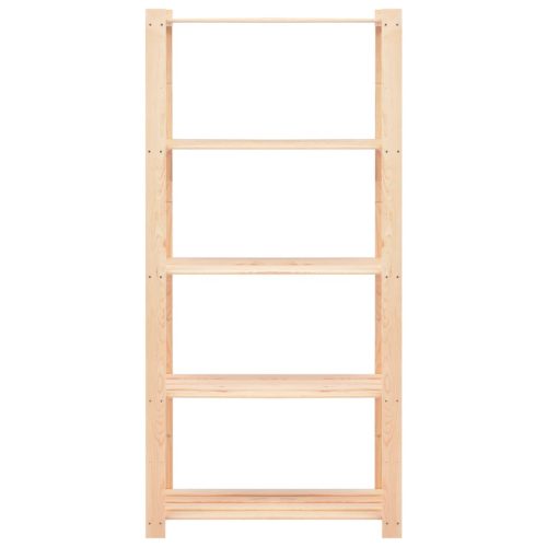  2 db 5-szintes tömör fenyőfa tárolópolc 250 kg 80 x 38 x 170 cm