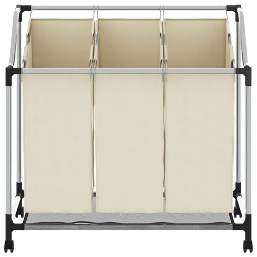  krémszínű acél szennyesszortírozó 3 zsákkal