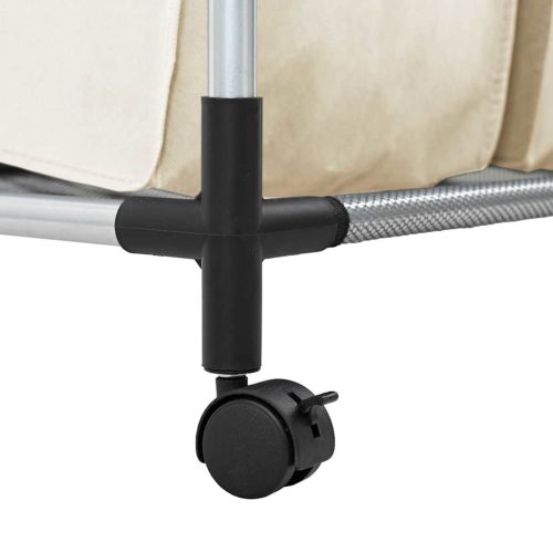  krémszínű acél szennyesszortírozó 3 zsákkal