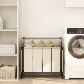  krémszínű acél szennyesszortírozó 4 zsákkal