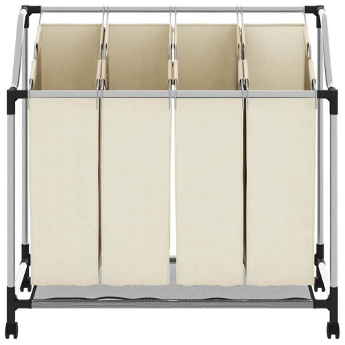  krémszínű acél szennyesszortírozó 4 zsákkal