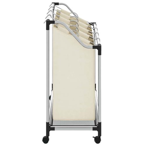  krémszínű acél szennyesszortírozó 4 zsákkal