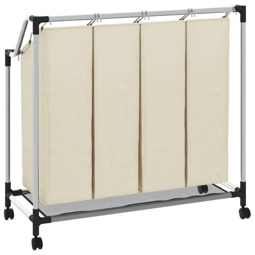  krémszínű acél szennyesszortírozó 4 zsákkal