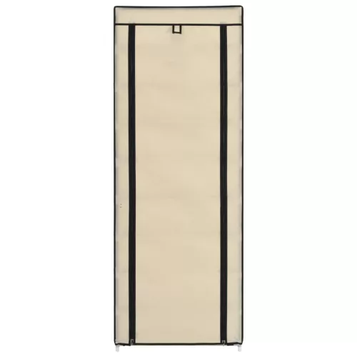  krémszínű szövet cipőszekrény borítóval 57 x 29 x 162 cm