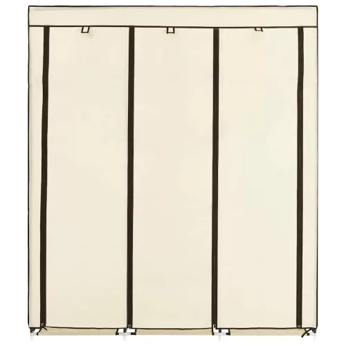  krém szövet ruhásszekrény rekeszekkel és rudakkal 150x45x175 cm