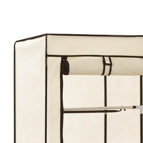  krém szövet ruhásszekrény rekeszekkel és rudakkal 150x45x175 cm