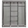  szürke szövet ruhaszekrény rekeszekkel és rudakkal 150x45x175cm