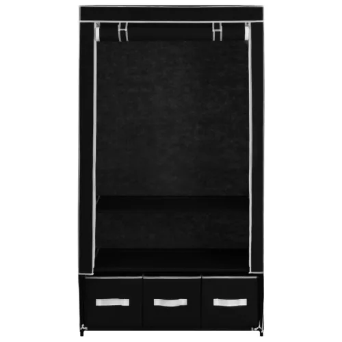  fekete szövet ruhásszekrény 87 x 49 x 159 cm