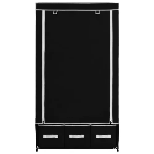  fekete szövet ruhásszekrény 87 x 49 x 159 cm