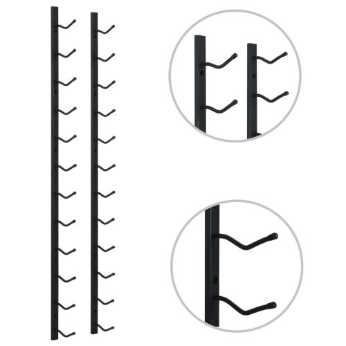  fekete vas falra szerelhető bortartó állvány 12 palacknak