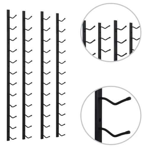  2 db fekete vas falra szerelhető bortartó állvány 24 palacknak