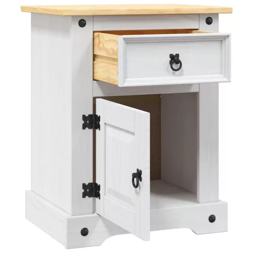  fehér Corona-stílusú mexikói fenyőfa éjjeliszekrény 53x39x67 cm