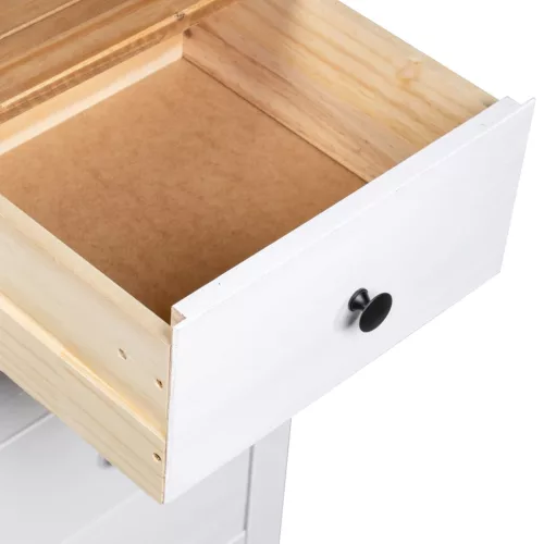  fehér panama stílusú fenyőfa tálalószekrény 46 x 40 x 89 cm