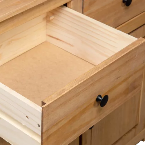  panama stílusú tömör fenyőfa tálalószekrény 93 x 40 x 80 cm