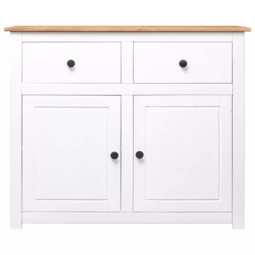  fehér panama stílusú tömör fenyőfa tálalószekrény 93x40x80 cm