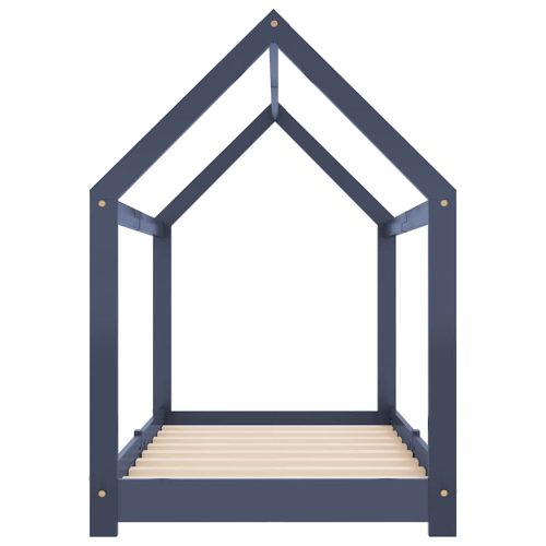  szürke tömör fenyőfa gyerekágy-keret 70 x 140 cm