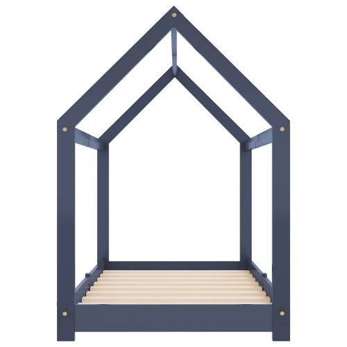  szürke tömör fenyőfa gyerekágy-keret 80 x 160 cm