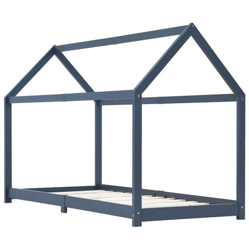  szürke tömör fenyőfa gyerekágy-keret 90 x 200 cm