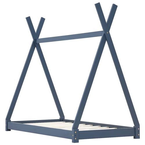  szürke tömör fenyőfa gyerekágy-keret 70 x 140 cm