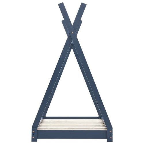  szürke tömör fenyőfa gyerekágy-keret 80 x 160 cm