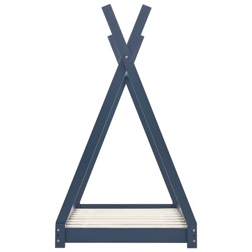  szürke tömör fenyőfa gyerekágy-keret 90 x 200 cm