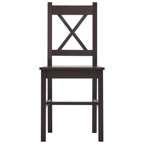  7-darabos sötétbarna fenyőfa étkezőgarnitúra