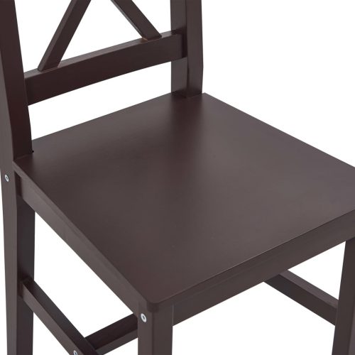  7-darabos sötétbarna fenyőfa étkezőgarnitúra