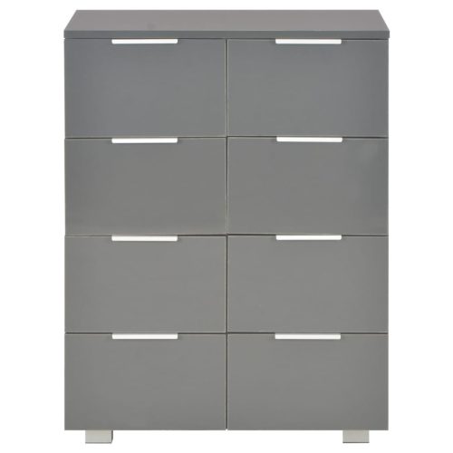  magasfényű szürke szerelt fa tálalószekrény 60 x 35 x 80 cm