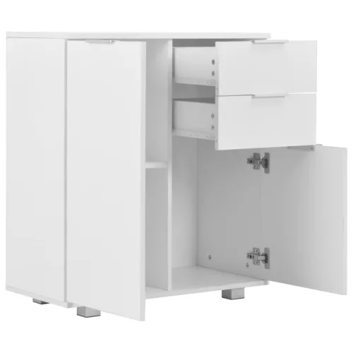  magasfényű fehér szerelt fa tálalószekrény 71 x 35 x 80 cm