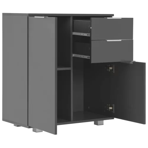  magasfényű szürke szerelt fa tálalószekrény 71x35x80 cm