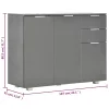  szürke magasfényű tálalószekrény 107x35x80,5 cm