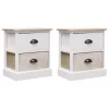  2 db fehér és természetes császárfa éjjeliszekrény 38x28x45 cm