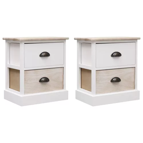  2 db fehér és természetes császárfa éjjeliszekrény 38x28x45 cm