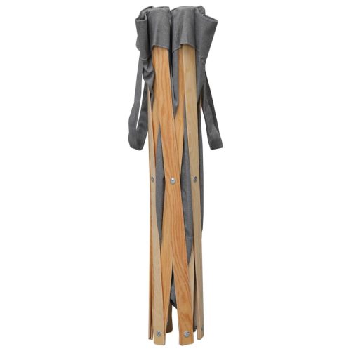  szürke fa és szövet összecsukható szennyestartó kosár