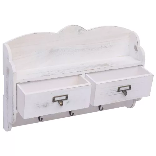  fehér fa fali fogas 50 x 10 x 34 cm