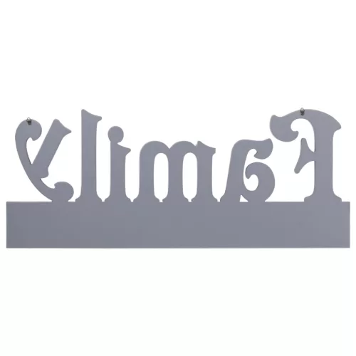  szürke FAMILY" feliratú fali fogas 74 x 29,5 cm"