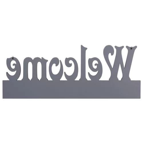  szürke WELCOME" feliratú fali fogas 74 x 29,5 cm"