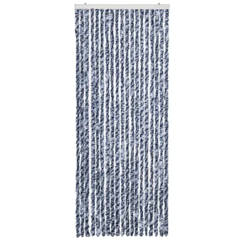  kék, fehér és ezüstszínű zsenília rovarfüggöny 56 x 185 cm