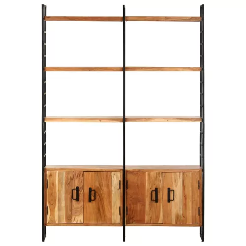  4-szintes tömör akácfa könyvespolc 124 x 30 x 180 cm