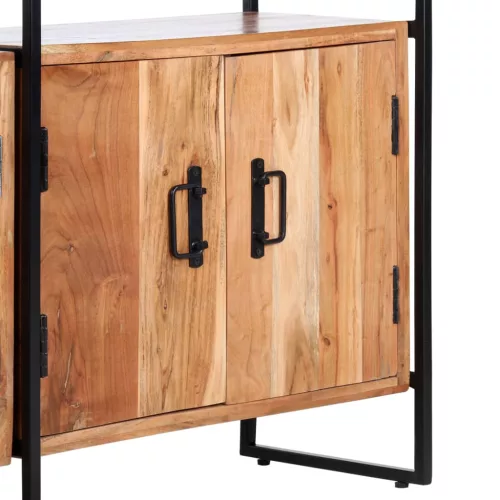  4-szintes tömör akácfa könyvespolc 124 x 30 x 180 cm