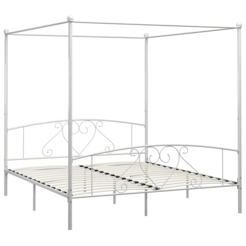  fehér fém baldachinos ágykeret 180 x 200 cm 